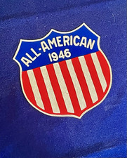 1946 ALL-AMERICAN COLLEGE FOOTBALL TEAM SHIELD WOOL STADIUM BLANKET 5' X 6.5' picture