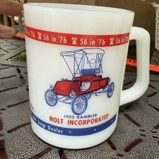 Three Rare Milk Glass Mugs VTG 1976 Federal Nolt Inc Lancaster PA Jeep Rambler picture