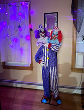 Halloween Life-Size Two-Headed Creepy Clown Standing Prop w/ Cane picture