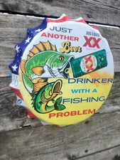 Huge Dos Equis Lager Especial Beer Bottle Cap Metal Sign Fishing Man Cave Decor picture