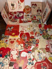 Lot 65 Vintage 1930s 40’s   Valentine Cards Die Cut Pop Up Anthropomorphic … picture