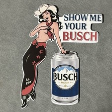 Busch Beer Sticker Cowgirl Country cooler toolbox 3â Show Me Your picture