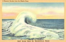 Surf Scene Near So. Brooksville Maine Majestic Ocean Breaker Quality Views 1969 picture
