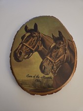 Vintage RK Blue Grass Champs Horses ~ Painted Wood, Decoupage Wall Art picture