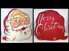 Vintage 1950’s Santa Face Pillow Christmas  Decor Retro Grandmacore Farmhouse picture
