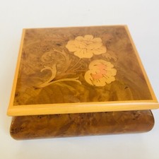 Wood Floral Inlay Lidded Jewelry Box picture