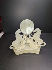 Vintage Frosted Resin/Lucite 3 Rearing Horses Holding Up A Crystal Ball S 8