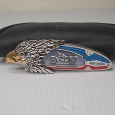 Franklin Mint Harley Davidson 1971 Super Glide Eagle Folding Knife Box Pouch picture