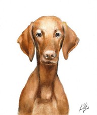 ❦ ORIGINAL Oil Dog Portrait Painting VISZLA Artist Signed Artwork on Canvas 8x10 picture