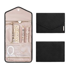 BAGSMART Travel Jewelry Organizer Roll Foldable Jewelry Case,Black picture