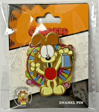 Garfield Odie 3D Spinner Metal Enamel Pin Cowbell Spinning Wheel New on Card picture