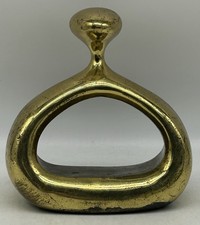 SIGNED Vtg 1950s MCM Ben Seibel Jenfred-Ware Stirrup Gold Metal Bookend picture