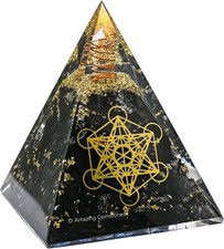 Amazing Gemstone Organite Orgone Pyramid Extra Large 105 MM - Metatron Cube Orgo picture