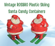 Vintage ROSBRO Plastic Skiing SANTA CLAUS Candy Containers picture