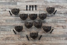 10Pc Vtg  Cast Iron Owl Shape Drawer Cabinet Door Pulls Knobs Handles Farm Decor picture