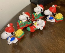 Vintage Whitman's Snoopy Christmas PVC Ornaments Lot of 5 - Peanuts - Woodstock picture