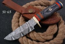 CUSTOM HAND FORGED DAMASCUS Steel Hunting Knife W/wood & Brass Guard Handle SI65 picture