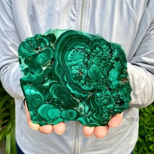1.56LB Natural Green Malachite Crystal Flaky Pattern Ore Specimen Quartz Healing picture