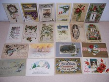 1908-1920s ANTIQUE VICTORIAN NEW YEARS POSTCARD LOT of 20 DIFF. - HANGOVER picture