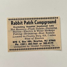 Rabbit Patch Campground Overlooking Swartswood Lake Newton NJ 1974 Ad TAK6-S60 picture