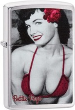 Zippo Bettie Page Brushed Chrome Pocket Lighter 29439 picture