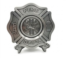 Firefighter Maltese Cross Display Plaque – 5.5-Inch Fire Department Emblem picture