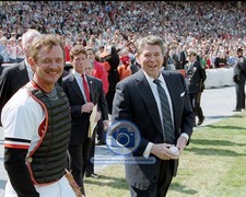 RONALD REAGAN FIRST PITCH MEMORIAL STADIUM 1984 ORIOLES 8X10 PHOTO picture