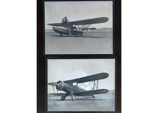 1932 East Boston Airport Airplanes Amphibian Biplane Glass Negatives (2) OOAK picture