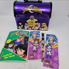 Vintage 1999 Sailor Moon Metal Lunch Box Lot Watch Keychains Manga Anime DiC picture