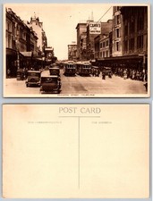 Vintage RPPC Swanston Street Melbourne Australia Trams Cars Pedestrians 1920s picture