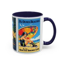 South Shore Line Mug Lake Michigan Indiana Dunes Beach Travel Poster Art picture