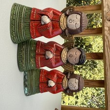 Vintage Singing Choir Angels - Set Of 3 Ceramic Christmas Trinkets picture