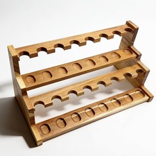 Acacia Wood Tobacco Pipe Stand - Double-Layer Display Holder for 16 Pipes, Ideal picture