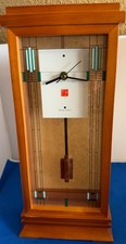Vintage FRANK LLOYD WRIGHT Bulova Willits Mantel Clock Wooden Timepiece Mission picture