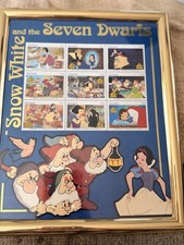 VINTAGE 1993 SNOW WHITE AND THE SEVEN DWARFS STAMPS 30 CENTS FRAMED 8X10 picture