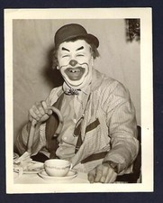 c1940's Photo Clown Having Coffee, Holding a Cane 4