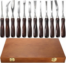 12 Pieces Wood Chisel Set, Woodworking Carving Tools with Wooden Box picture