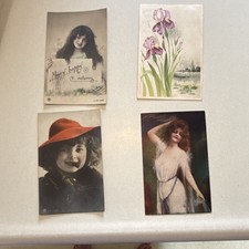 1905-1910 Antique Postcard Lot (4) 1¢ Franklin Stamp Michigan Dowagiac Hartford picture