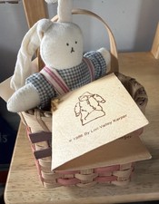 Vintage 1986 Lori Valley Karper Bunny Doll In Handwoven Mary Mcgonigal Basket  picture