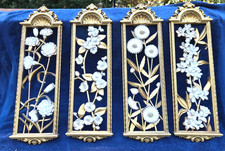 Vintage 4 Season Floral Plaque Set Dart  Hollywood Regency Syroco Beautiful picture