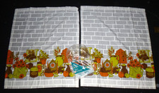 Pr NOS Vtg 70s Happy Home Curtains #622 Chefs Delight Kitchen Motif 30x35