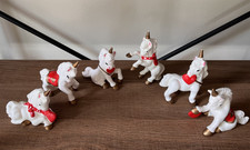 Set of 6 Vintage 1980s Flambro Porcelain Unicorn Figurines Red Gold Hearts picture