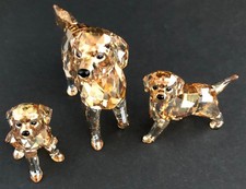 SWAROVSKI GOLDEN RETRIEVER MOTHER AND TWO PUPS, *ALL ARTIST SIGNED* NIB, RETIRED picture