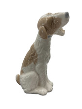 Liadro Nao Dog Figurine, made in Spain, 1978, yawning terrier dog, white/tan picture