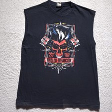 Harley Davidson Steel City Muscle Tee Large Hard Core Since 1903 Skull Cut Off picture