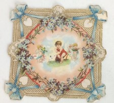 Vtg 1900's Valentine's Day Card HEAVILY LAYERED Paper Hinged Embossed Diecuts picture