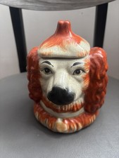 Vintage Staffordshire Double Sided Spaniel Dog Head Cannister Tobacco Jar picture
