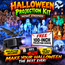 HOLIDAY PROJECTION - Halloween Kit: 13 Effects, LED Projector & Screen picture