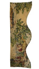 Bosporus Toile Valance in Billiard Blue Gold Set Of 2 50x17” Linen picture