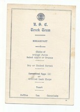 1925 Southern Pacific Lines Menu for U.S.A Track Team picture